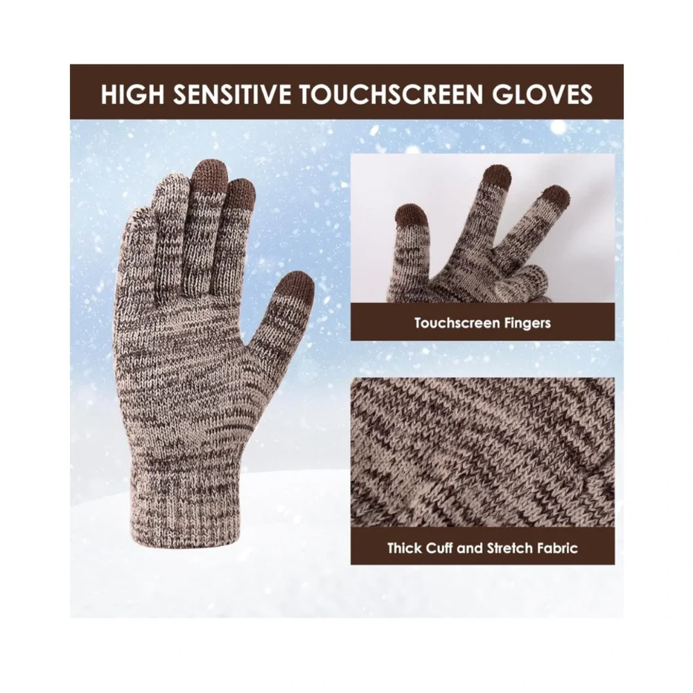 🌹🆕 Black Unisex Winter Accessories Set Hat Scarf and Gloves Christmas Gift - Picture 3 of 8